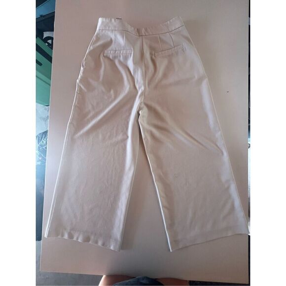 Zara Basic White Wide Leg Crop Pants Womens Size S (A) - Picture 7 of 12
